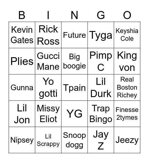 TRAP BINGO Card