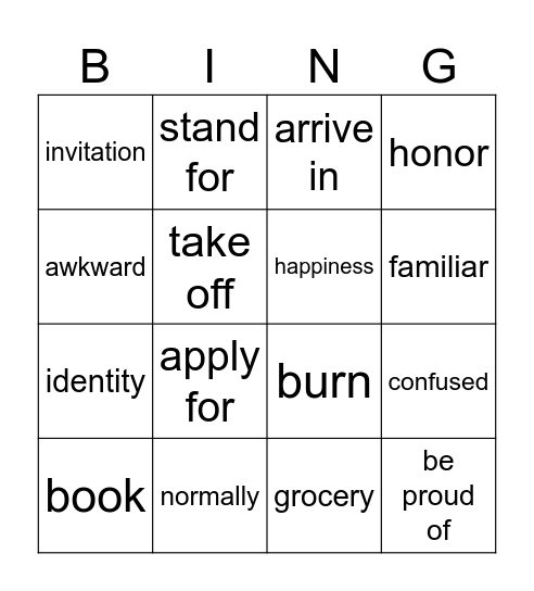 听力模拟二 Bingo Card