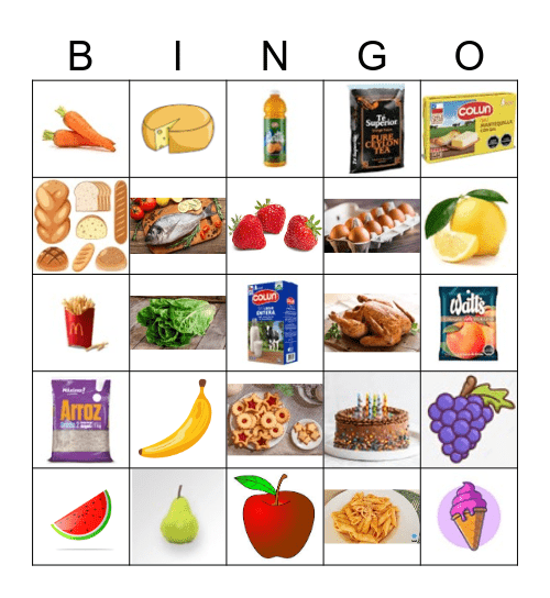 Food Bingo Card