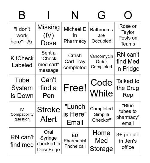 Pharmacy Week Bingo Card