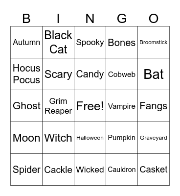 Halloween Bingo Card