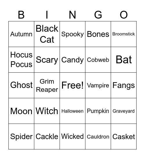 Halloween Bingo Card