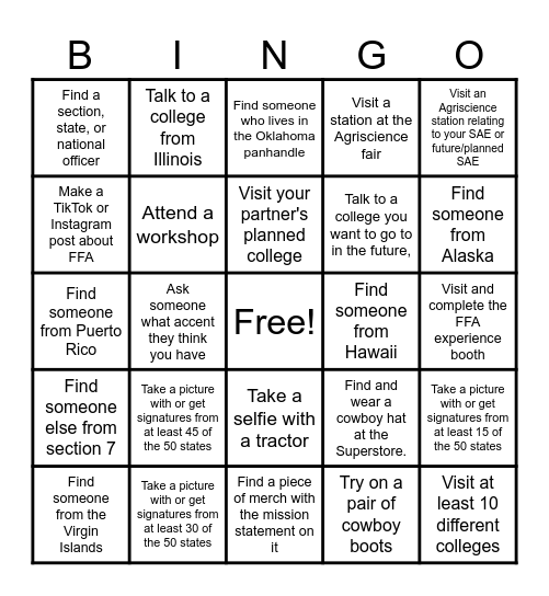 National Convention Bingo Card