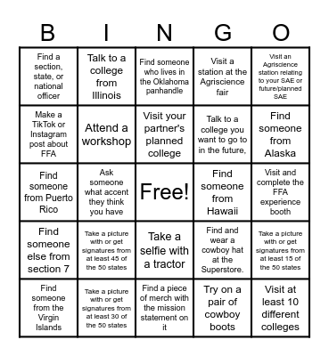 National Convention Bingo Card