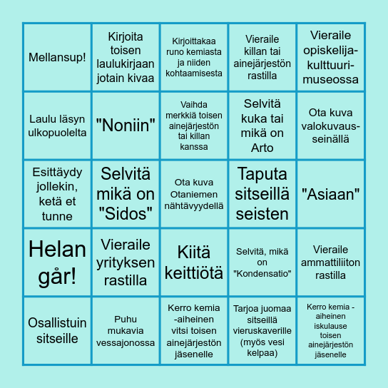 KEMIAT KOHTAA Bingo Card