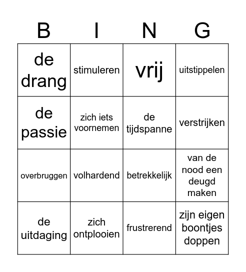 Woordenschat Bingo Card