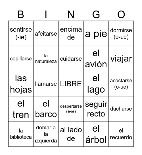 PU4, wkbk 27, reflexive verbs Bingo Card