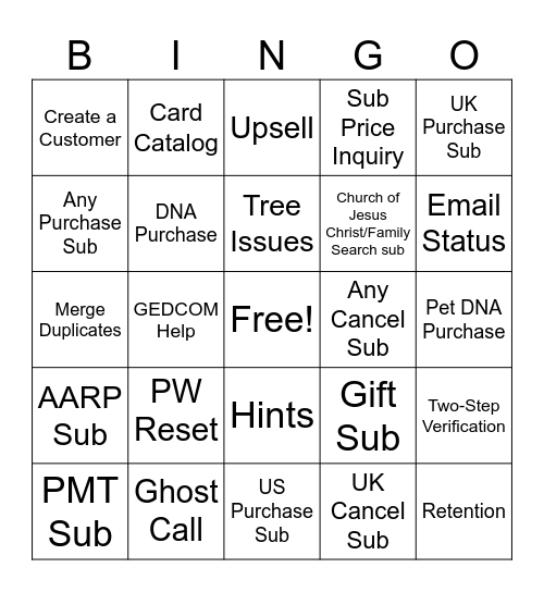 FH Contacts Bingo Card