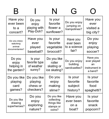 Division 5 Bingo! Bingo Card
