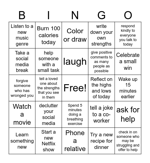 Wellness Bingo - Nov 2024! Bingo Card