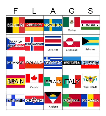 FLAGS Bingo Card