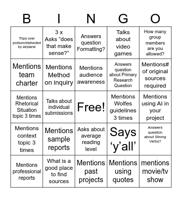Untitled Bingo Card