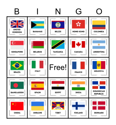 Country Flag Bingo Card