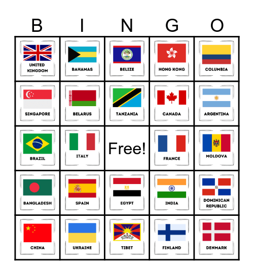 Country Flag Bingo Card