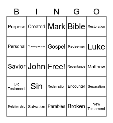 The Gospel Message Bingo Card