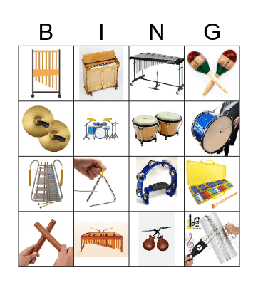 Percussion Instruments Bingo Card