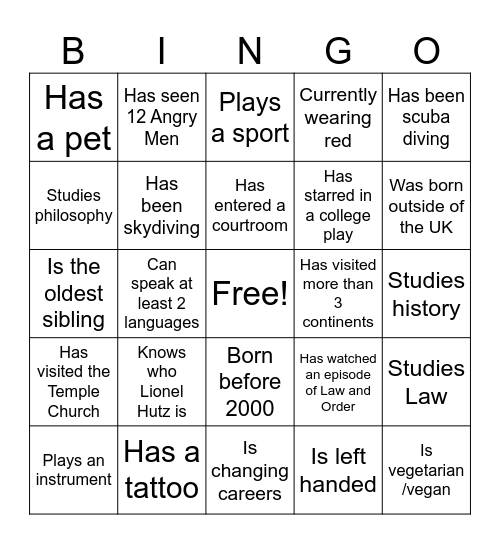 Human BINGO Card