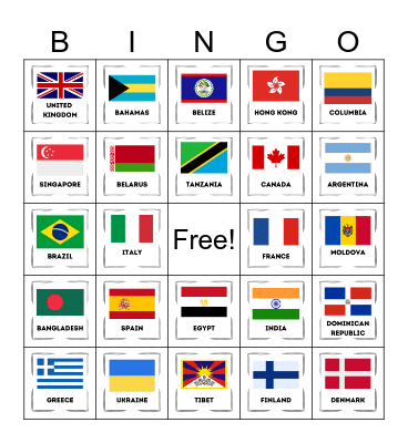 Country Flag Bingo Card