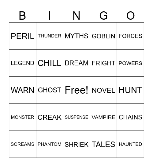 Spooky Stories BINGO Card