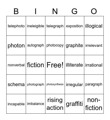VOCAB BINGO Card