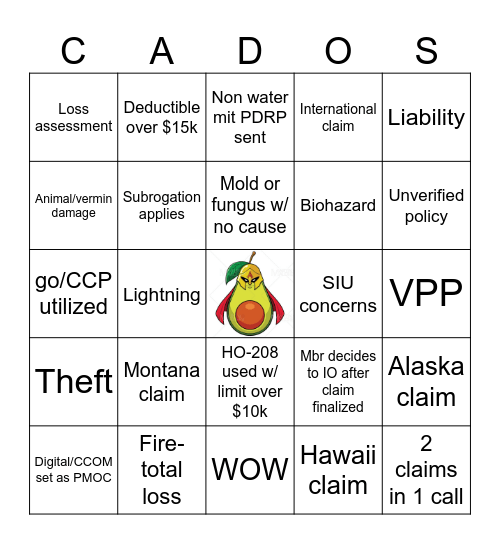 Super Cados Bingo Card