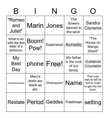 Untitled Bingo Card