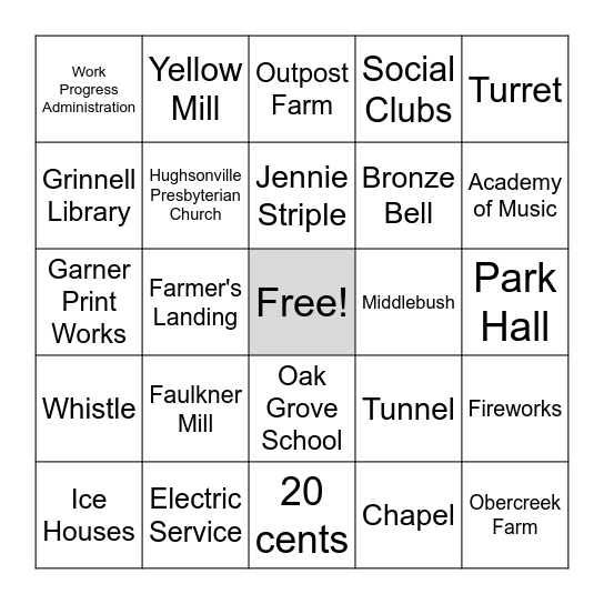 Wappinger BINGO Card