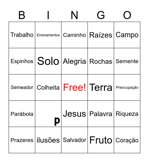 Parábola do Semeador Bingo Card