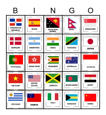 Country Flag Bingo Card