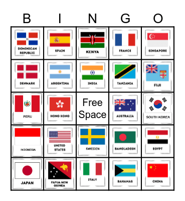 Country Flag Bingo Card