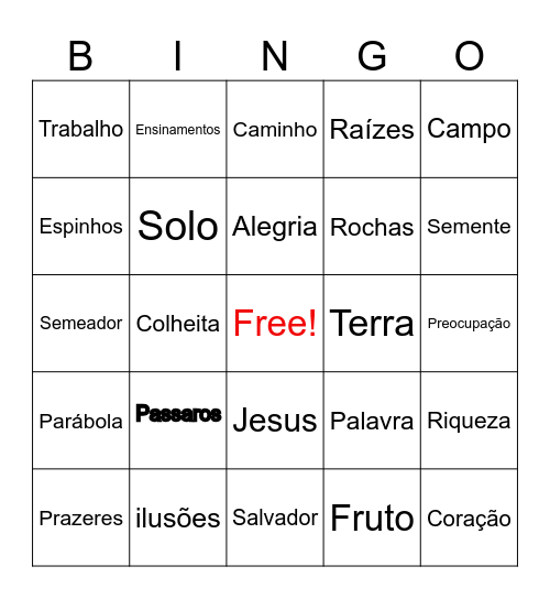 Parábola do Semeador Bingo Card