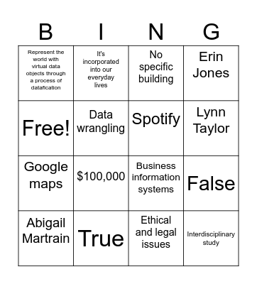 Data Science Bingo Card