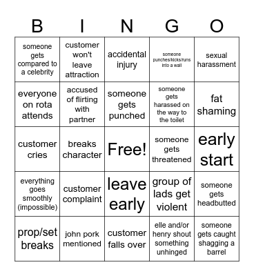 slaughter house Bingo Card