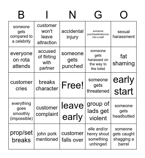 slaughter house Bingo Card