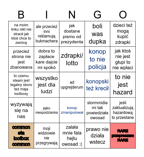 Fikołek roku Bingo Card