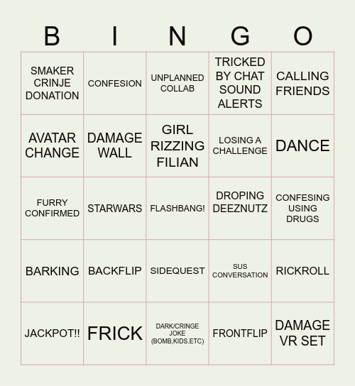 filian bingo Card