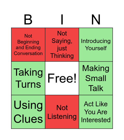 Conversation Drivers and Stoppers Bingo Card