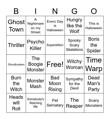 Halloween Bingo Card