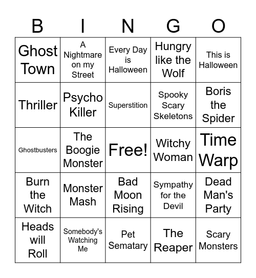 Halloween Bingo Card