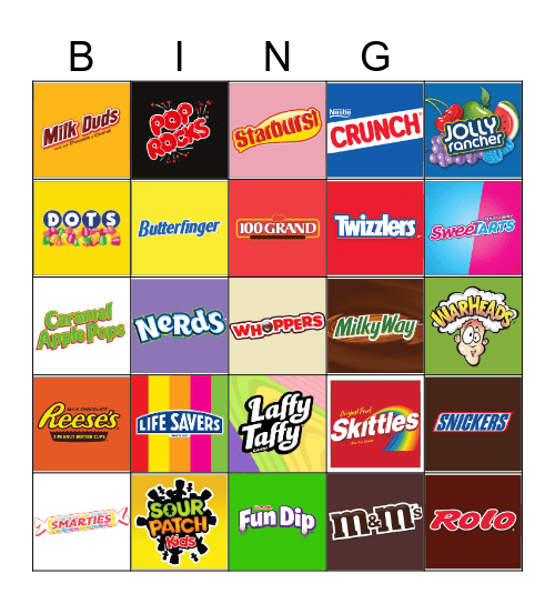 Halloween Candy Bingo Card