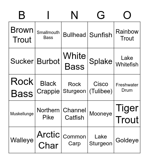 Manitoba Master Angler Bingo Card