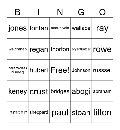 teacher bi ngo Bingo Card