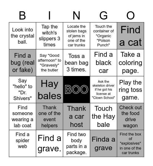 Trunk or Treat Bingo Card