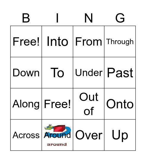 Prepositions of Movement Bingo Card