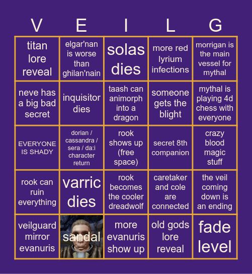 VEILGUARD BINGO Card