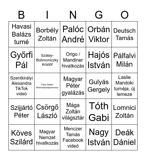 Tények Bingo Card