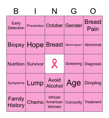 October Pink Out @ TMZ with Dr. Marve' Wright Bingo Card