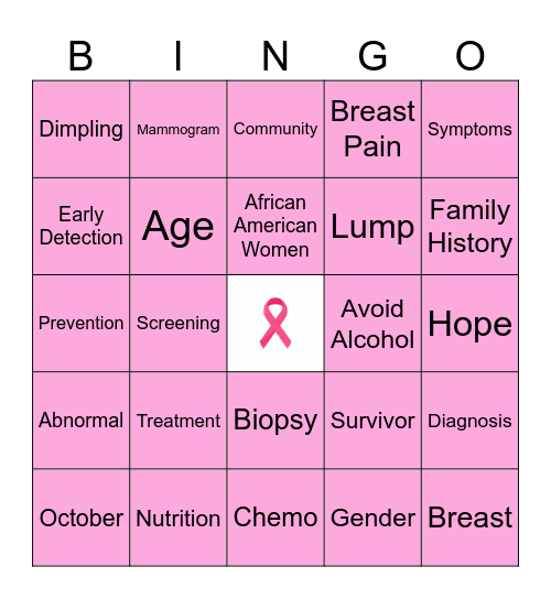 October Pink Out @ TMZ with Dr. Marve Wright Bingo Card