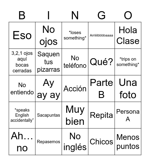 PROFE Bingo Card