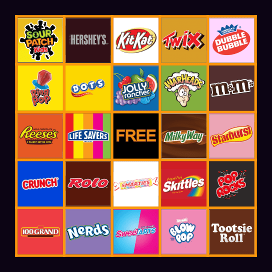 Halloween Candy Bingo Card